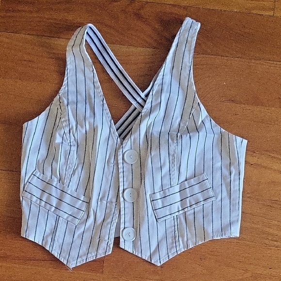 Frederick's of Hollywood Black and White Striped Tank Top/vest - Picture 1 of 4